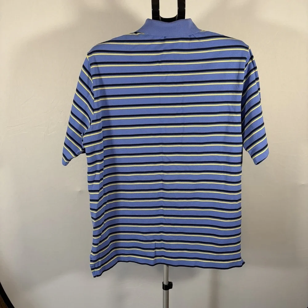Polo Golf Large Mens Ralph Lauren Pima Cotton Blue Yellow Stripe Shirt Preppy